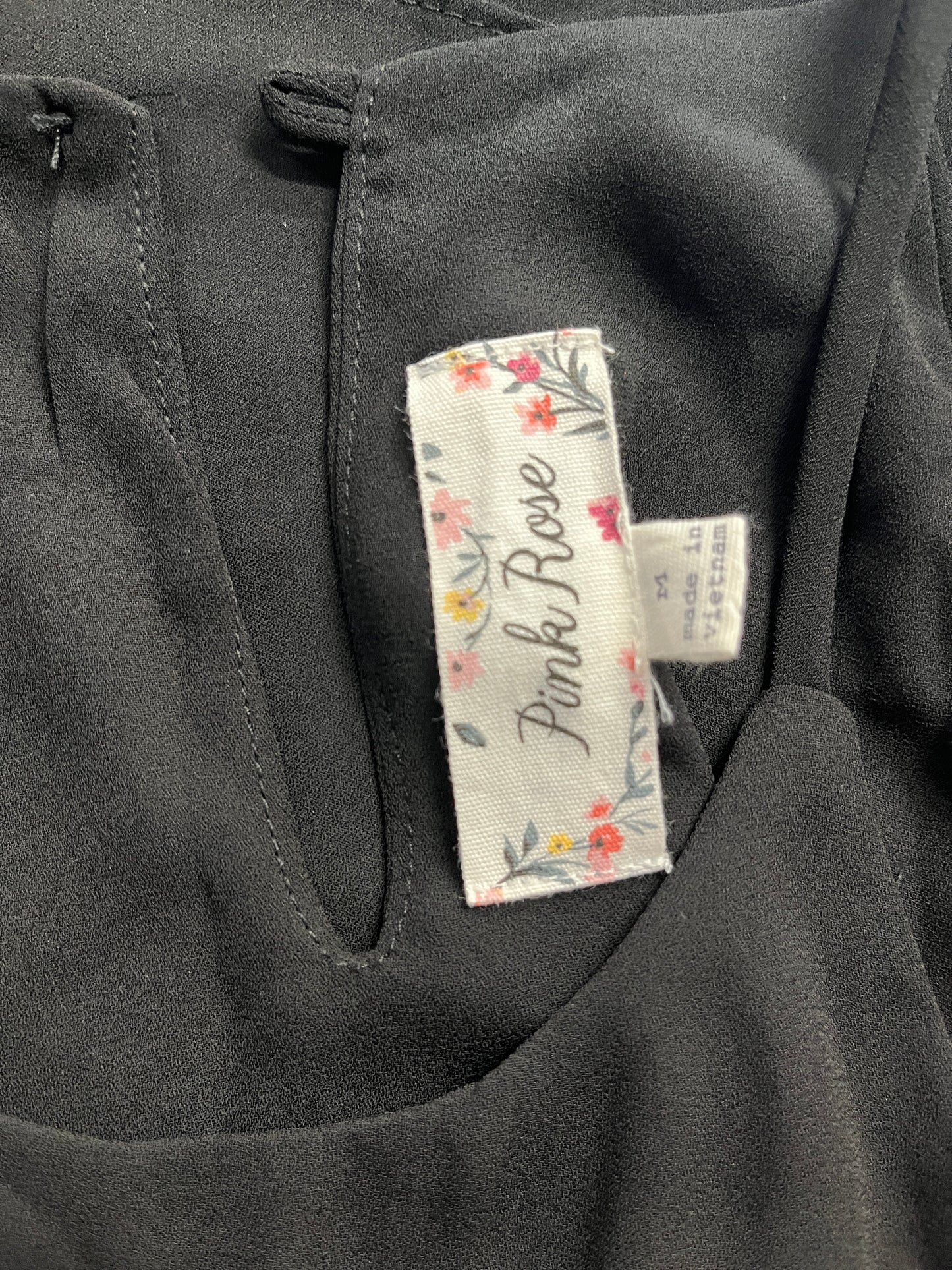 Simple, Black Dress, Pink Rose, Size Medium