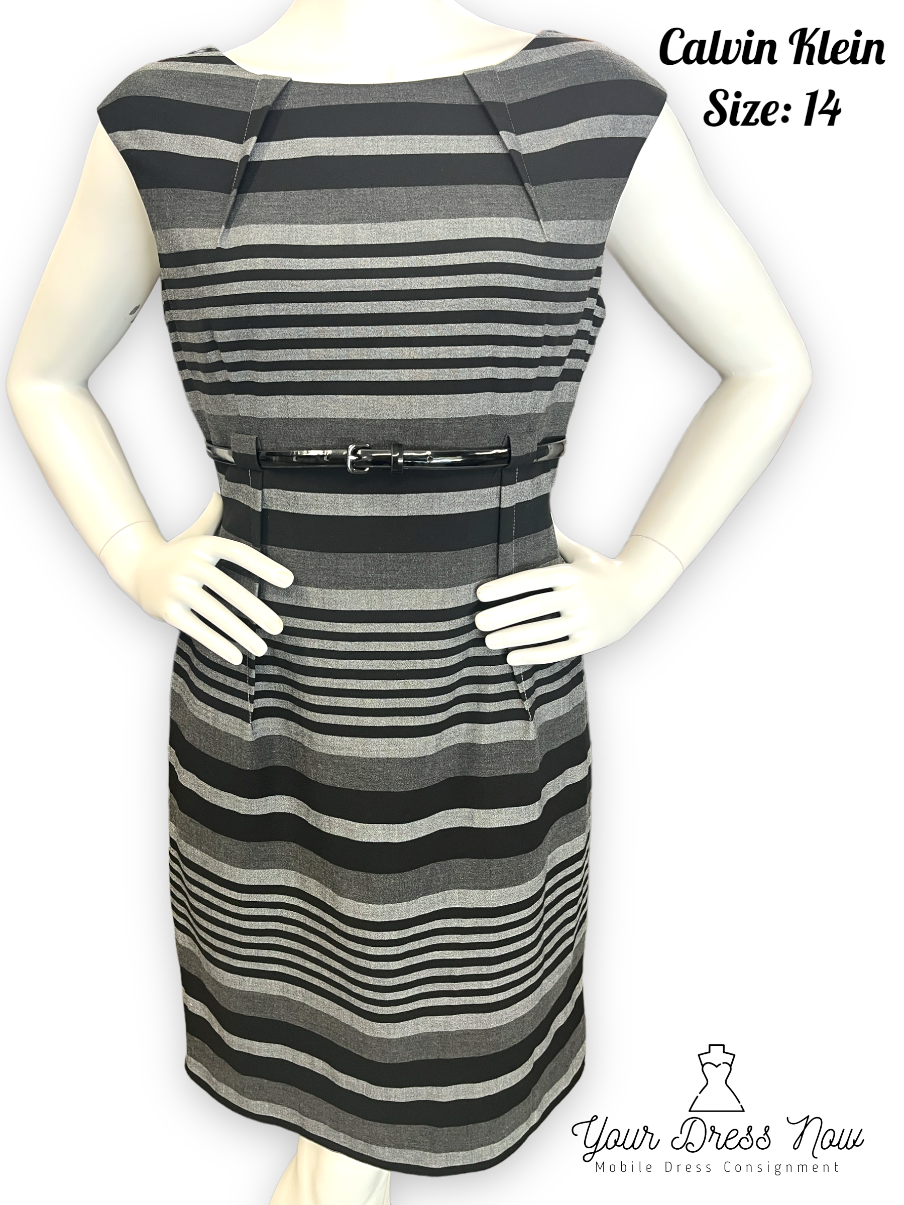 Calvin klein black 2025 and white striped dress