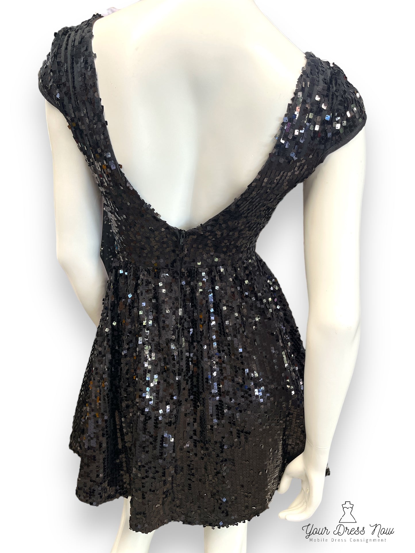 Black, sequin, cocktail dress, Size: 3/4