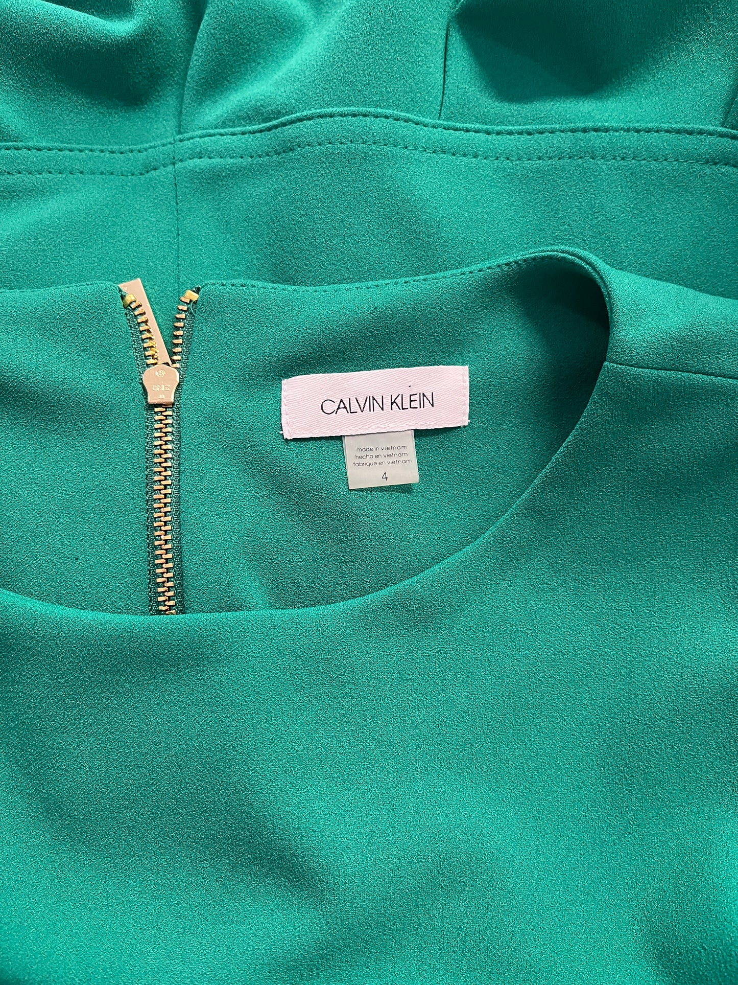 Green Ruffle Dress, Calvin Klein, Size 4