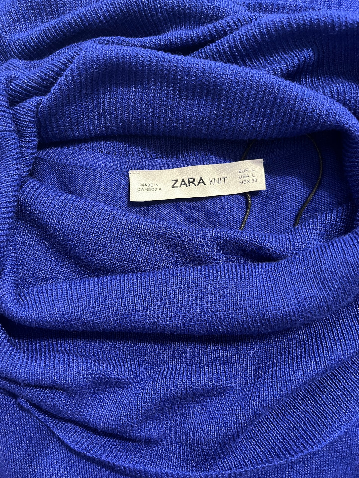 ZARA, Chic, Blue, Sweater Dress, Size Large