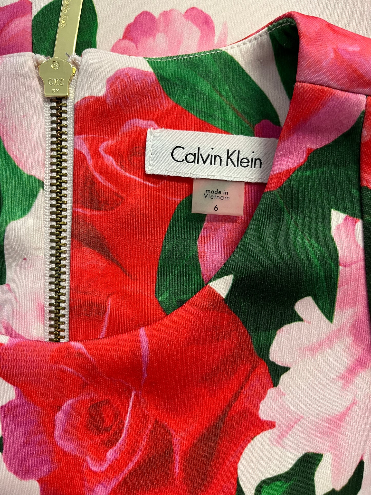 Calvin Klein, Pink, Floral Dress, Size 6