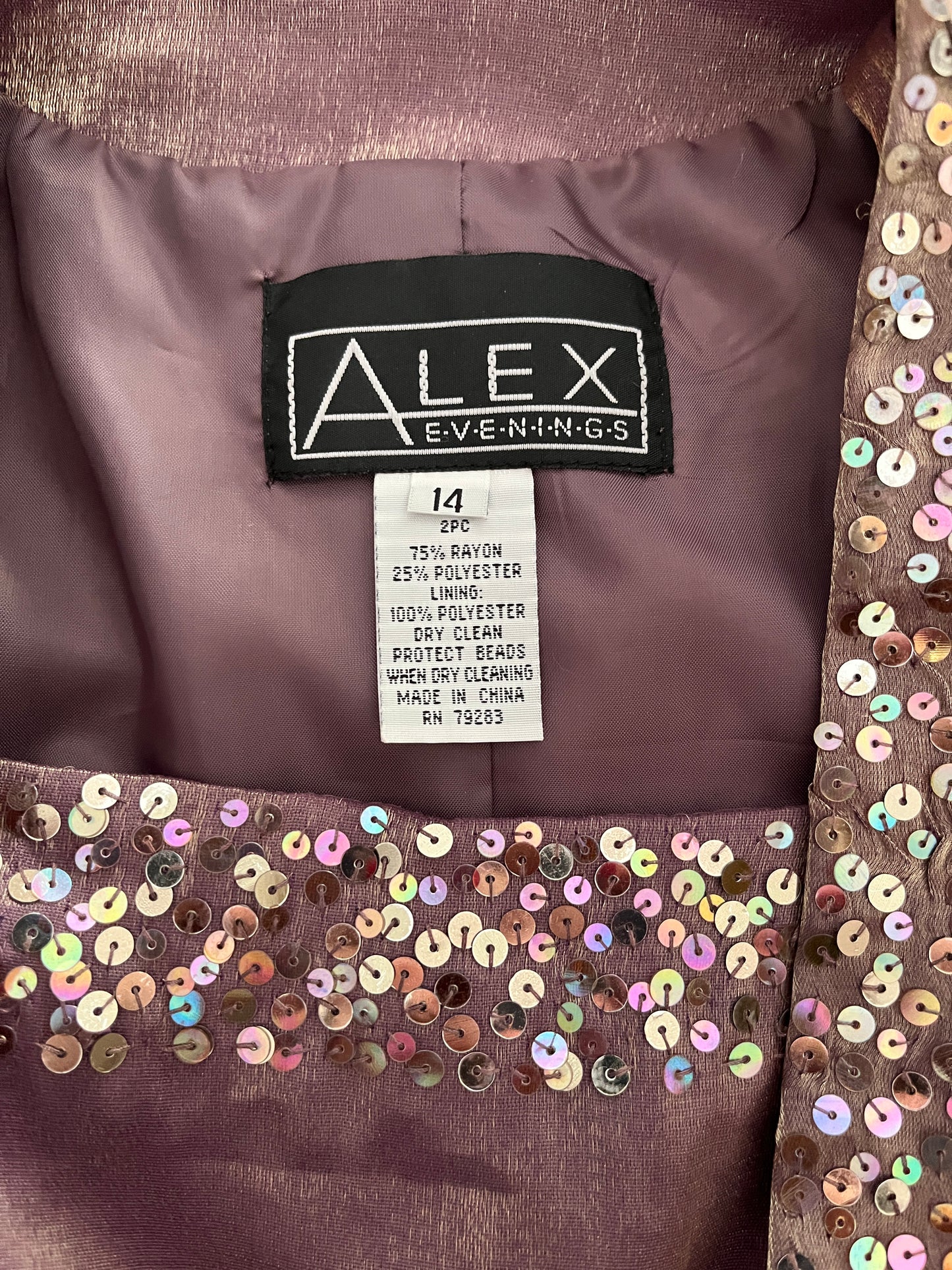 Alex Evenings, Gold and Purple, Gala Dress, Size 14