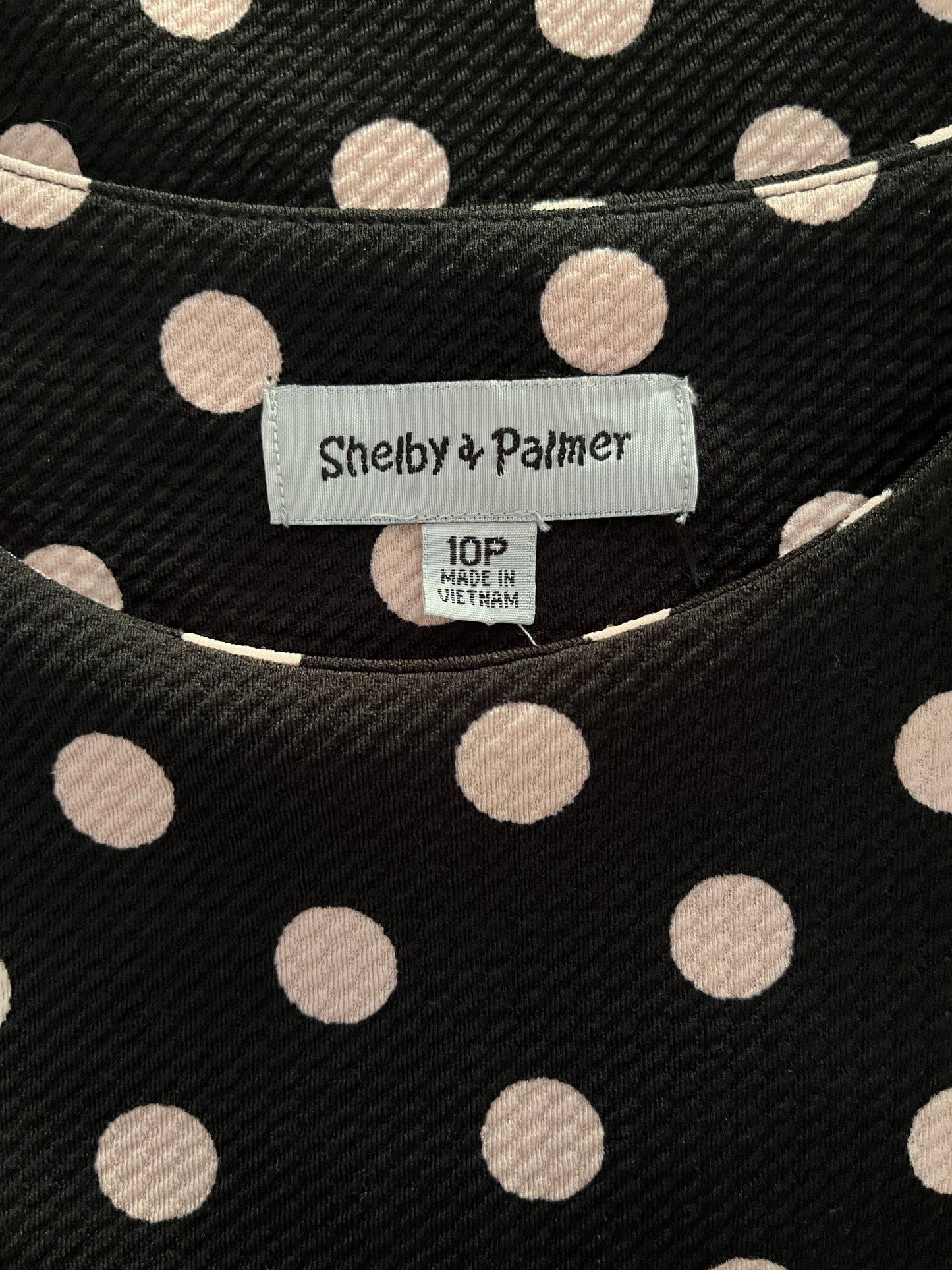 Pink and Black Polka Dot Dress, Shelby & Palmer, Size 10P