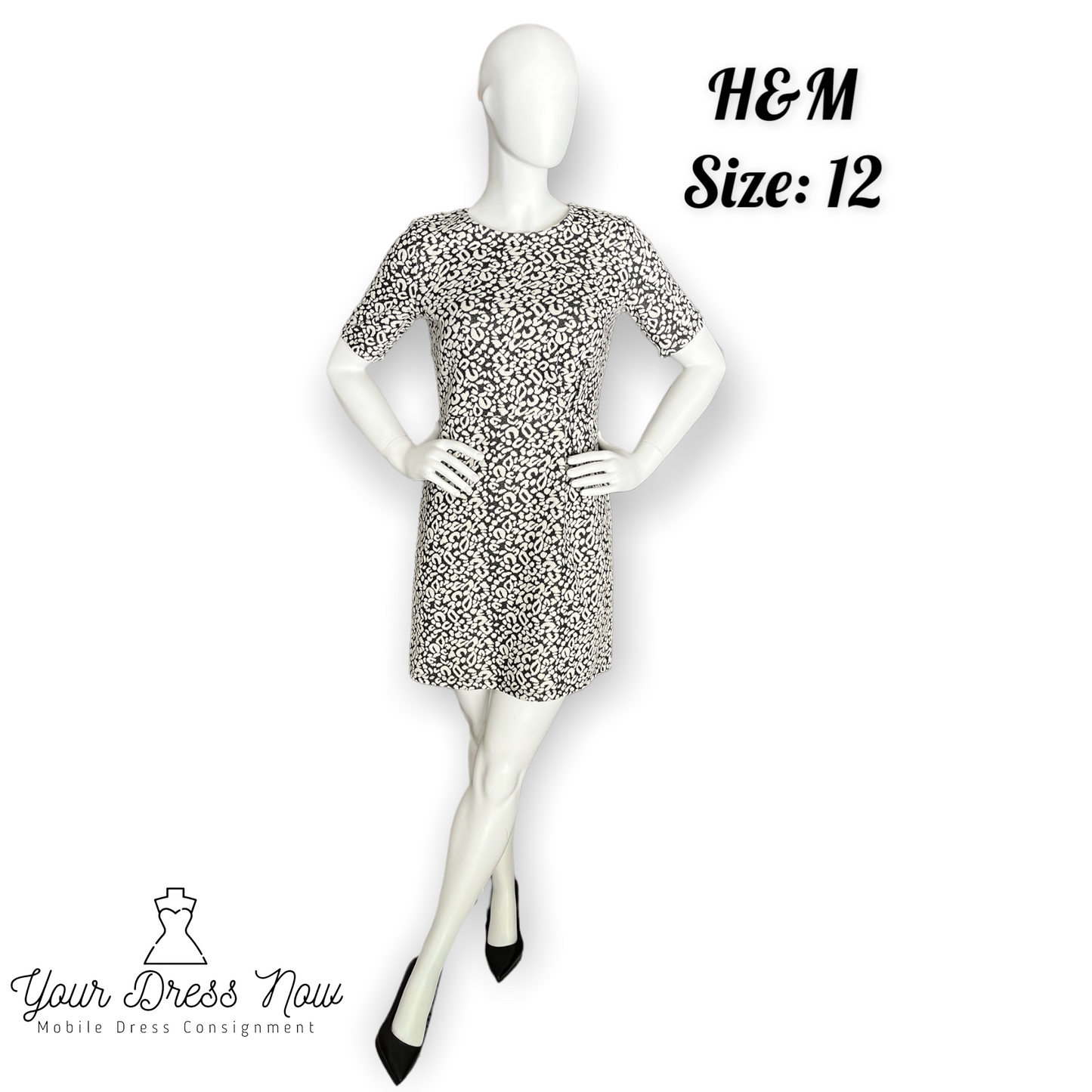 H&M Black and White Professional Dress, Size 12 (Juniors)