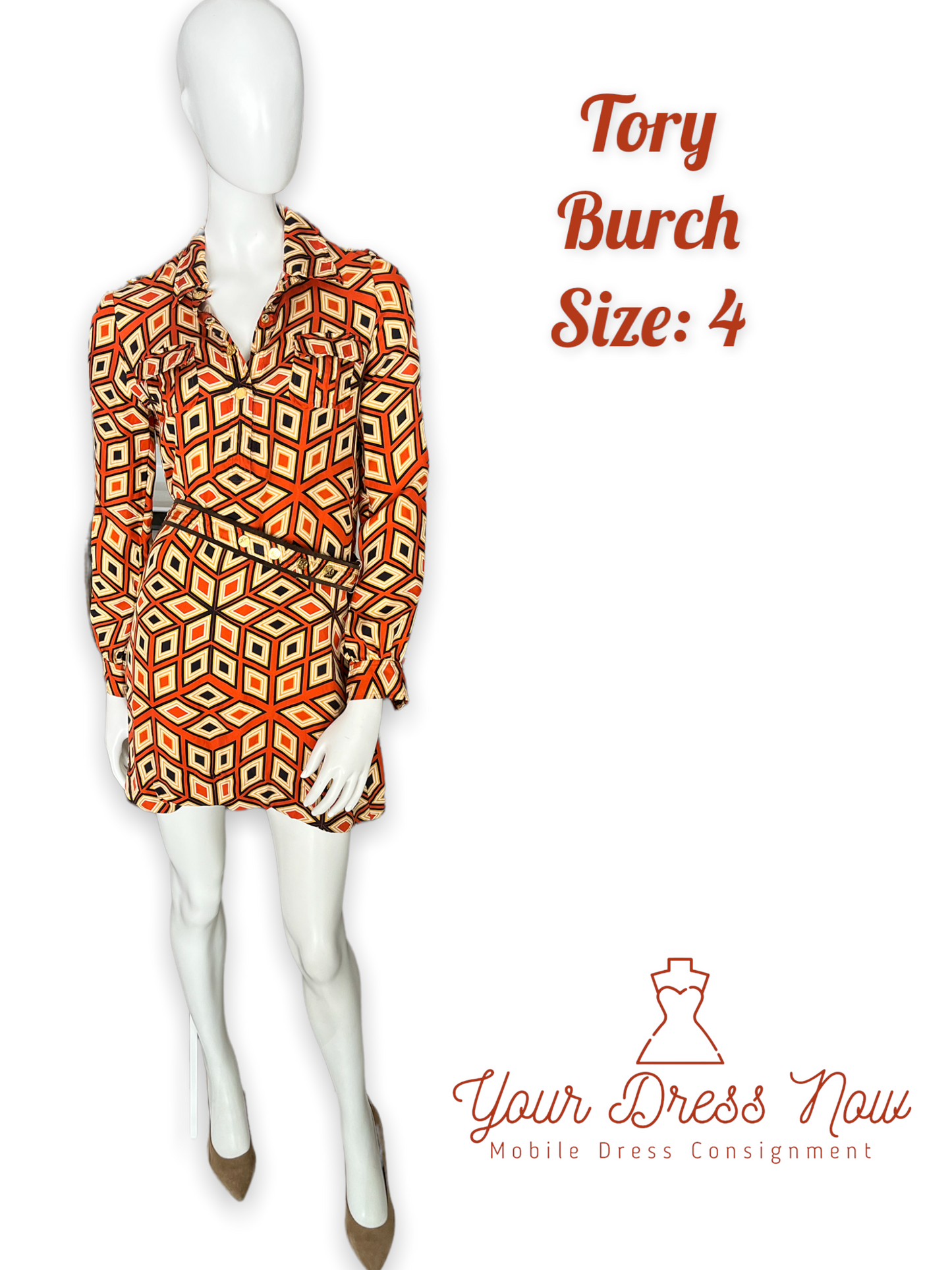 Chic, Orange Tory Burch Dress, Size 4