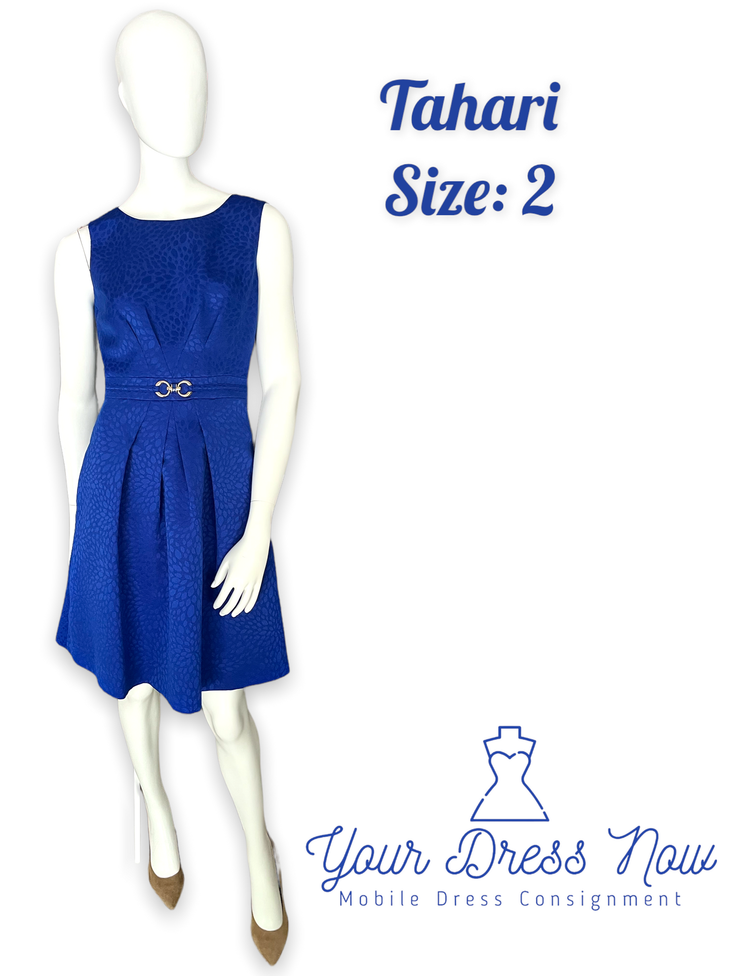 Tahari Blue Dress with Pockets, Size 2