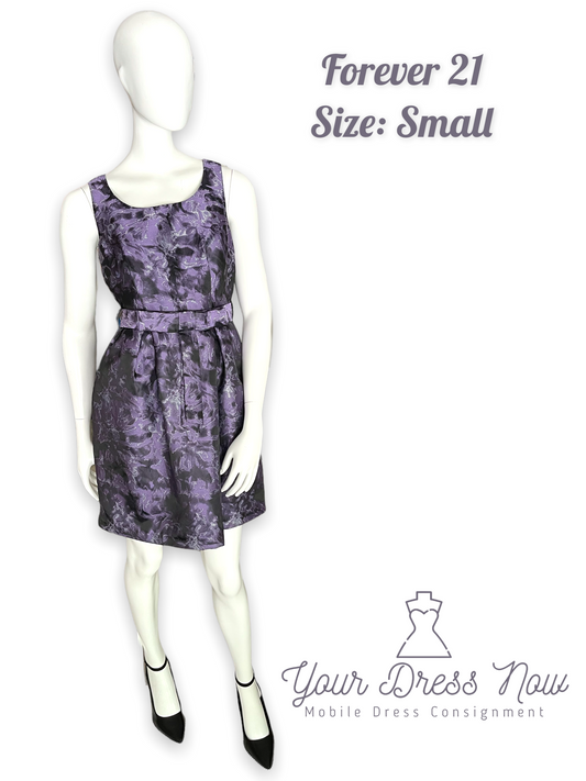 Classic Purple and Black Cocktail Dress with Pockets, Forever 21, Size Small