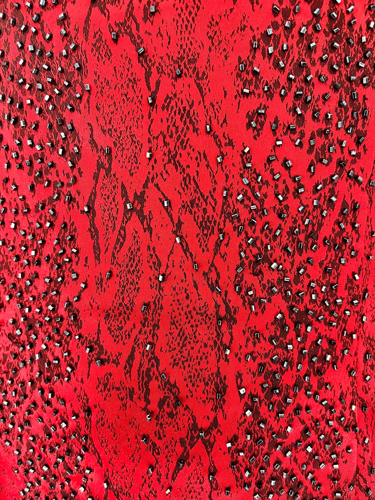 Red and Black Snakeskin Print Gala Dress, Cache', Size 6