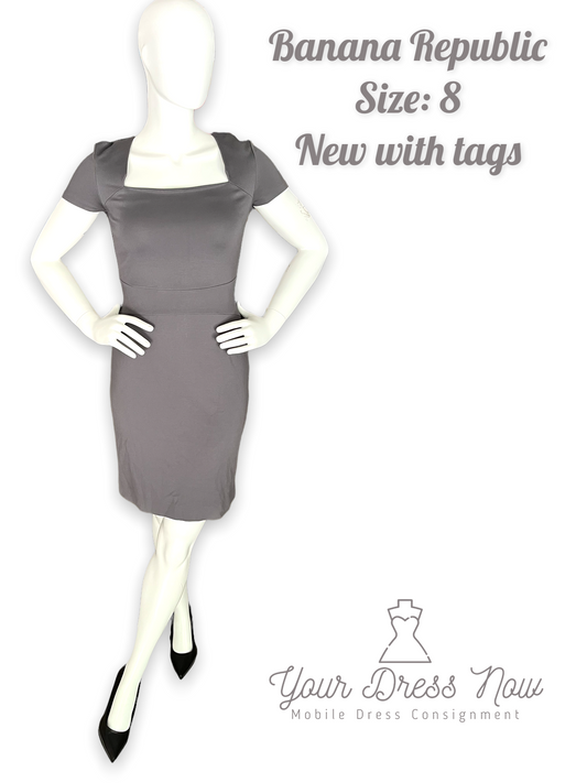 Chic, Gray Dress, Banana Republic, Size 8