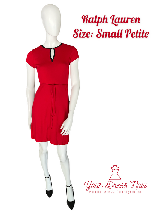 Ralph Lauren Red Cotton Dress, Size Small Petite