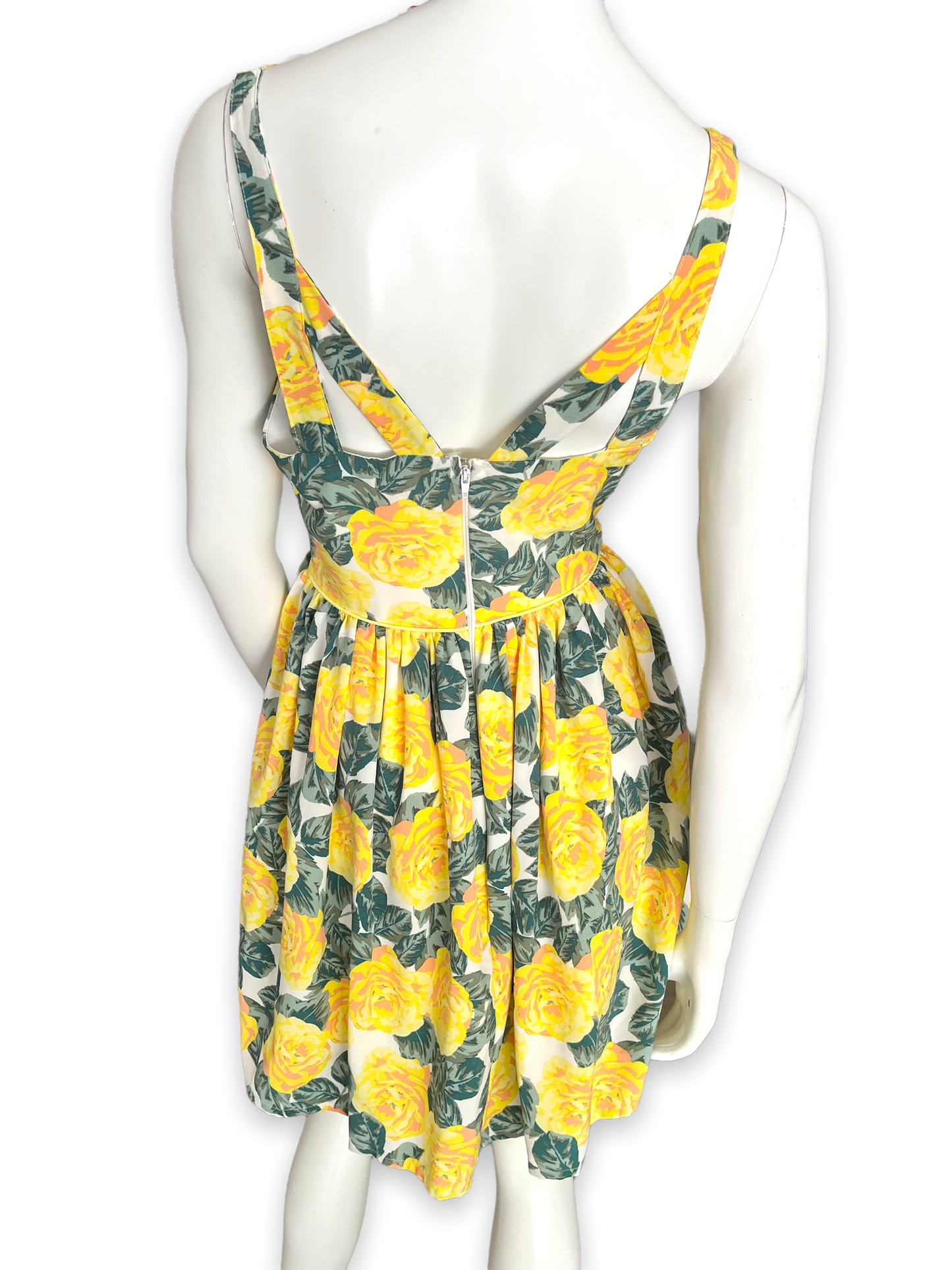 Fun, Floral Yellow Dress, Size Small