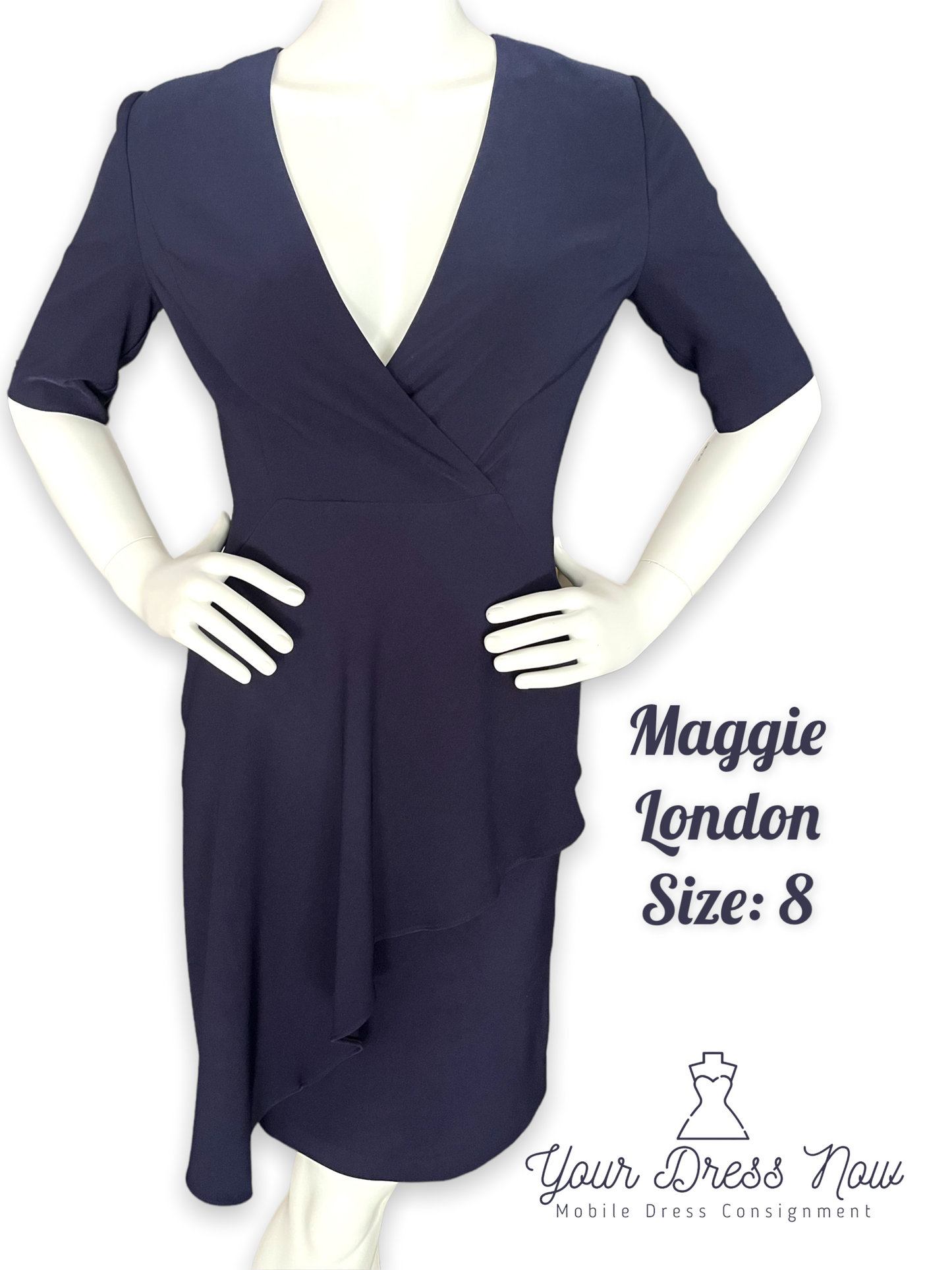 Maggie London, Navy Blue Professional Dress, Size 8