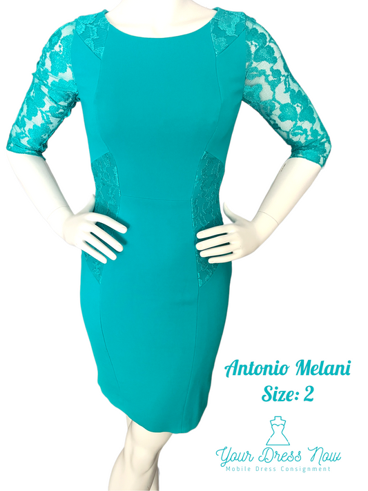 Antonio Melani, Professional, Lace, Teal Dress, Size 2