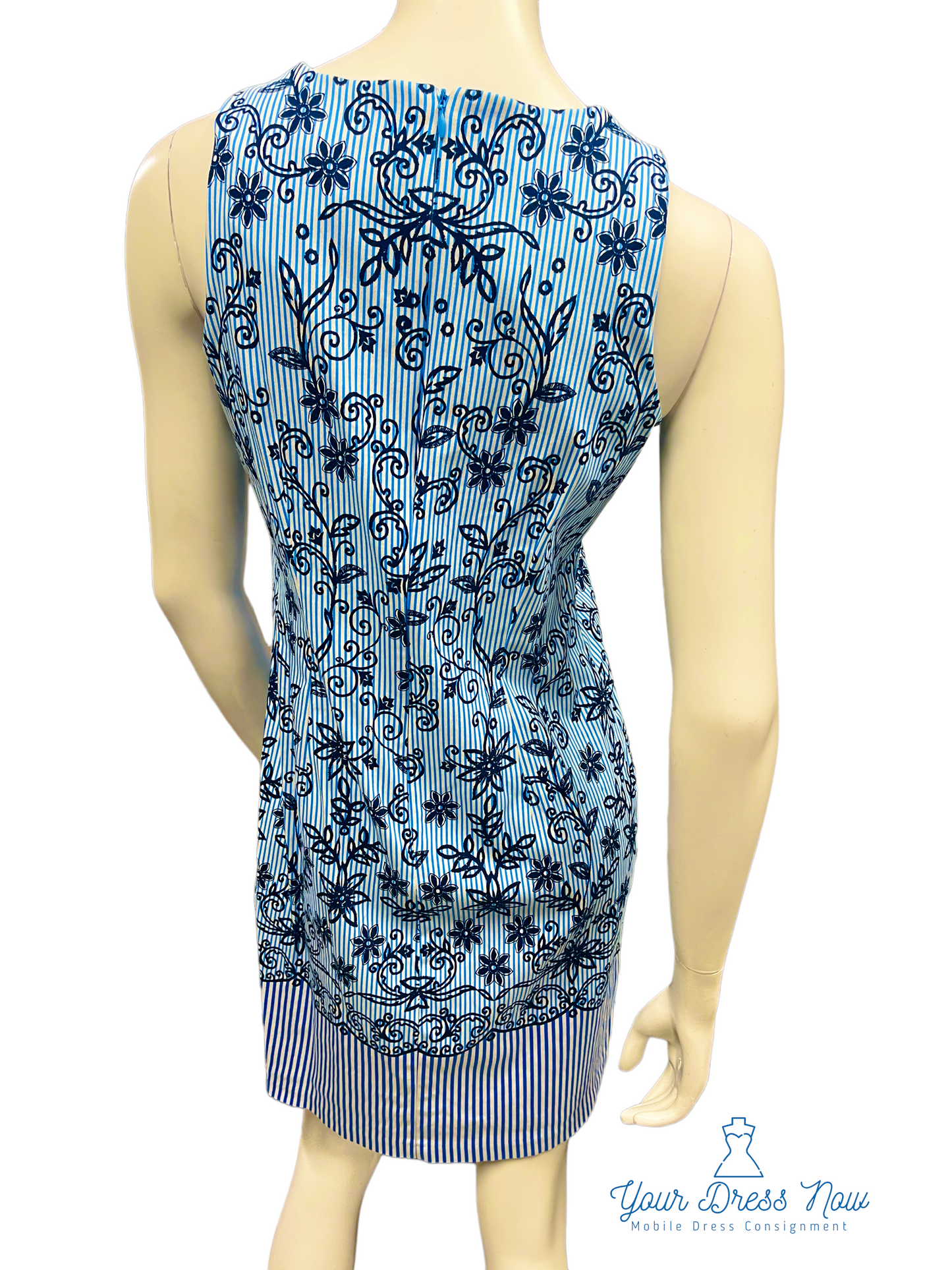 Blue Floral, Sleeveless Dress, London Times, Size 4