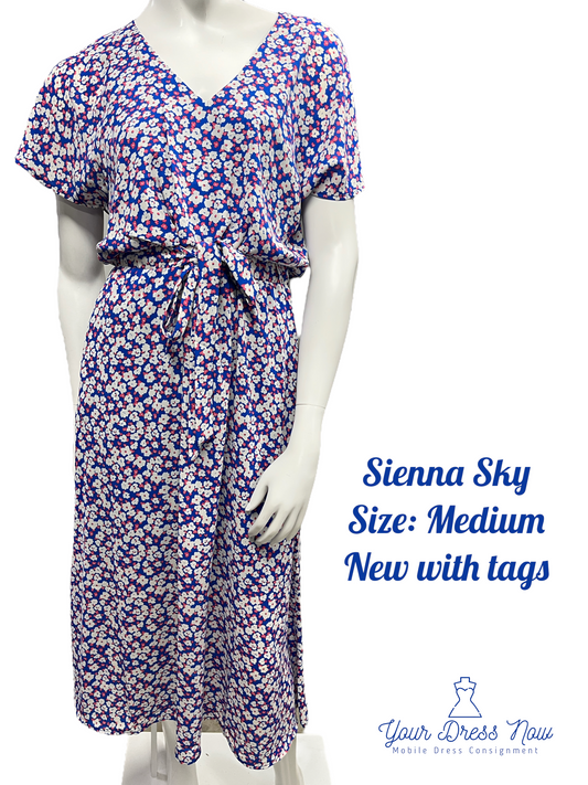 Beautiful, Blue Floral Dress, New with Tags, Sienna Sky, Size Medium