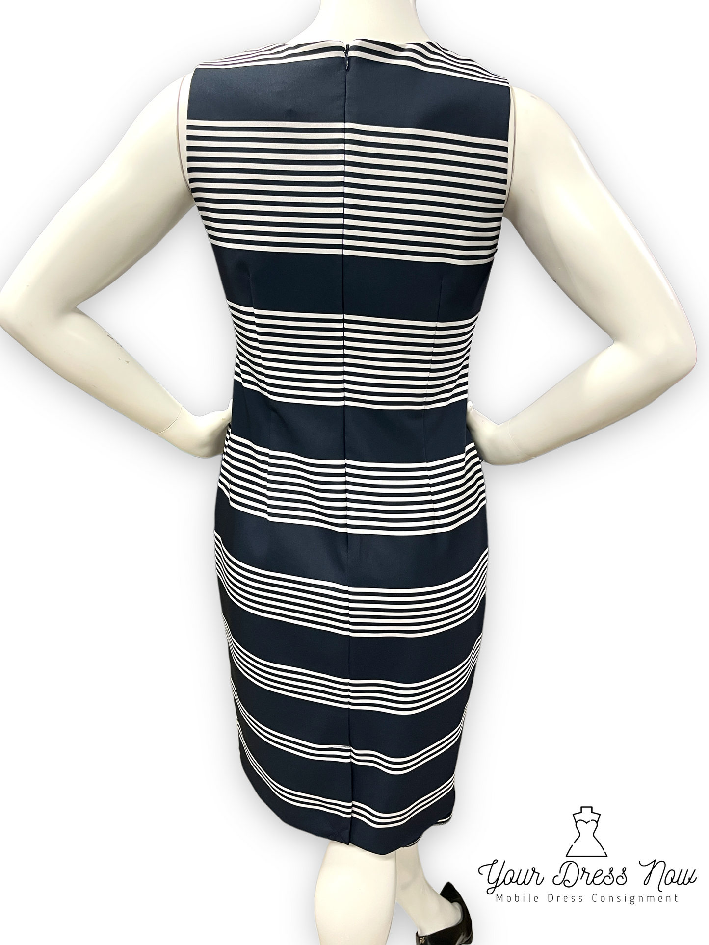 Taylor, Navy Blue and White Dress, Size 8