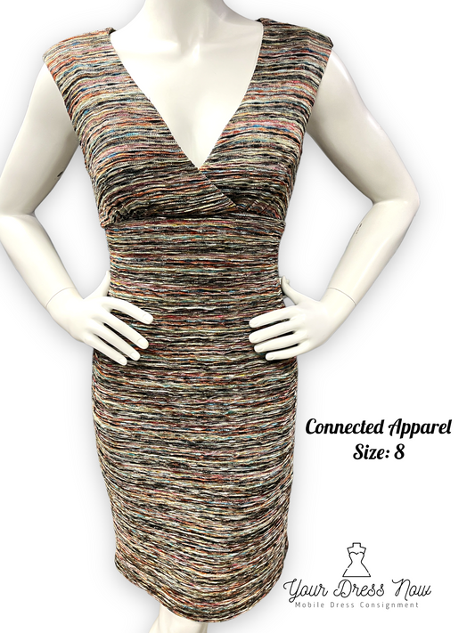 Multi-Colored, Slimming, Professional Pencil Dress, Size 8