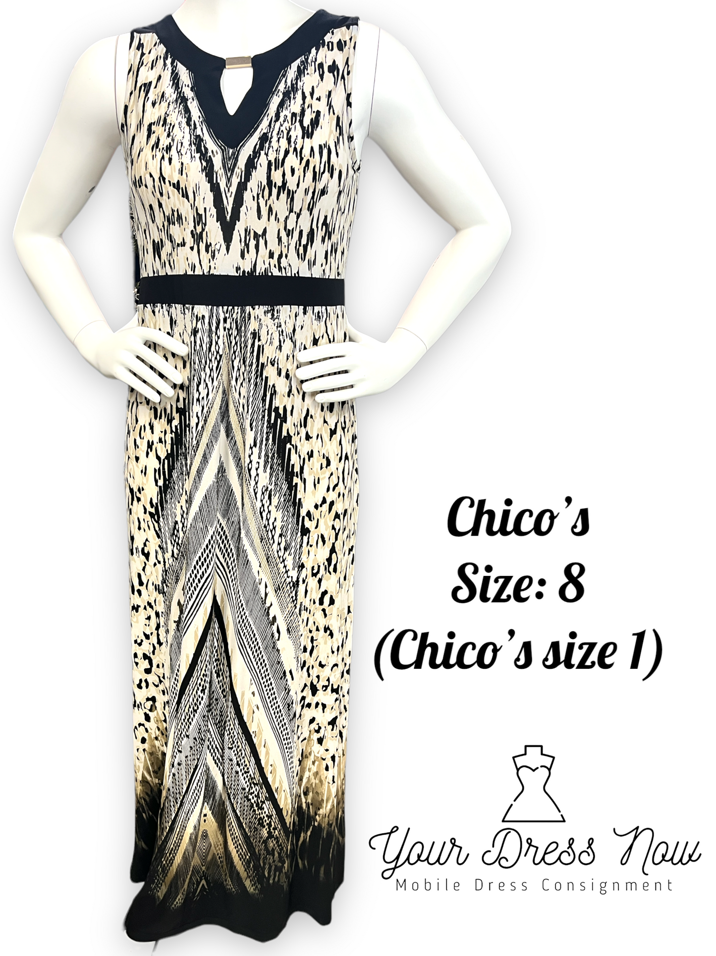 Chico's Chic Maxi Dress, Size 8 (Chico's Size 1)