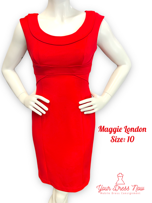 Maggie London, Red Pencil Dress, Size 10