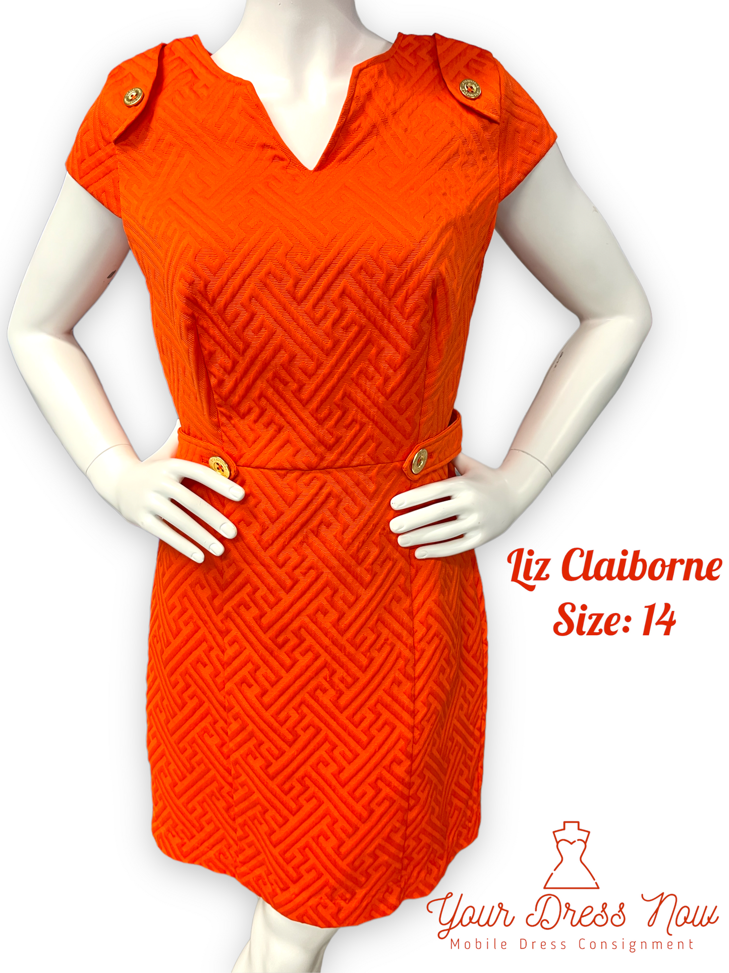 Fabulous and Orange, Liz Claiborne Dress, Size 14