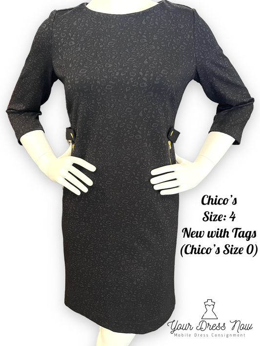 Chico's Leopard Print, LBD, Size 4 (Chico's Size 0)