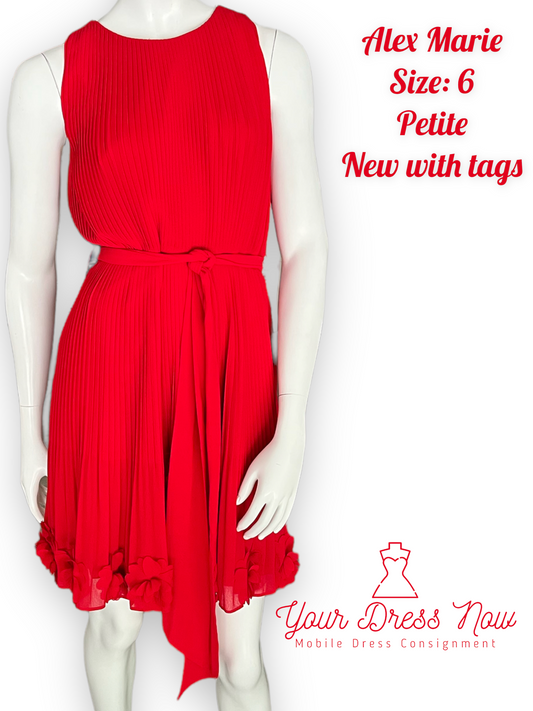 Alex Marie, Chic, Red Dress, New with Tags, Size 6 Petite