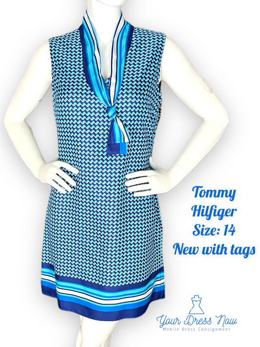 Blue and Teal, Tommy Hilfiger Dress, New with Tags, Size 14