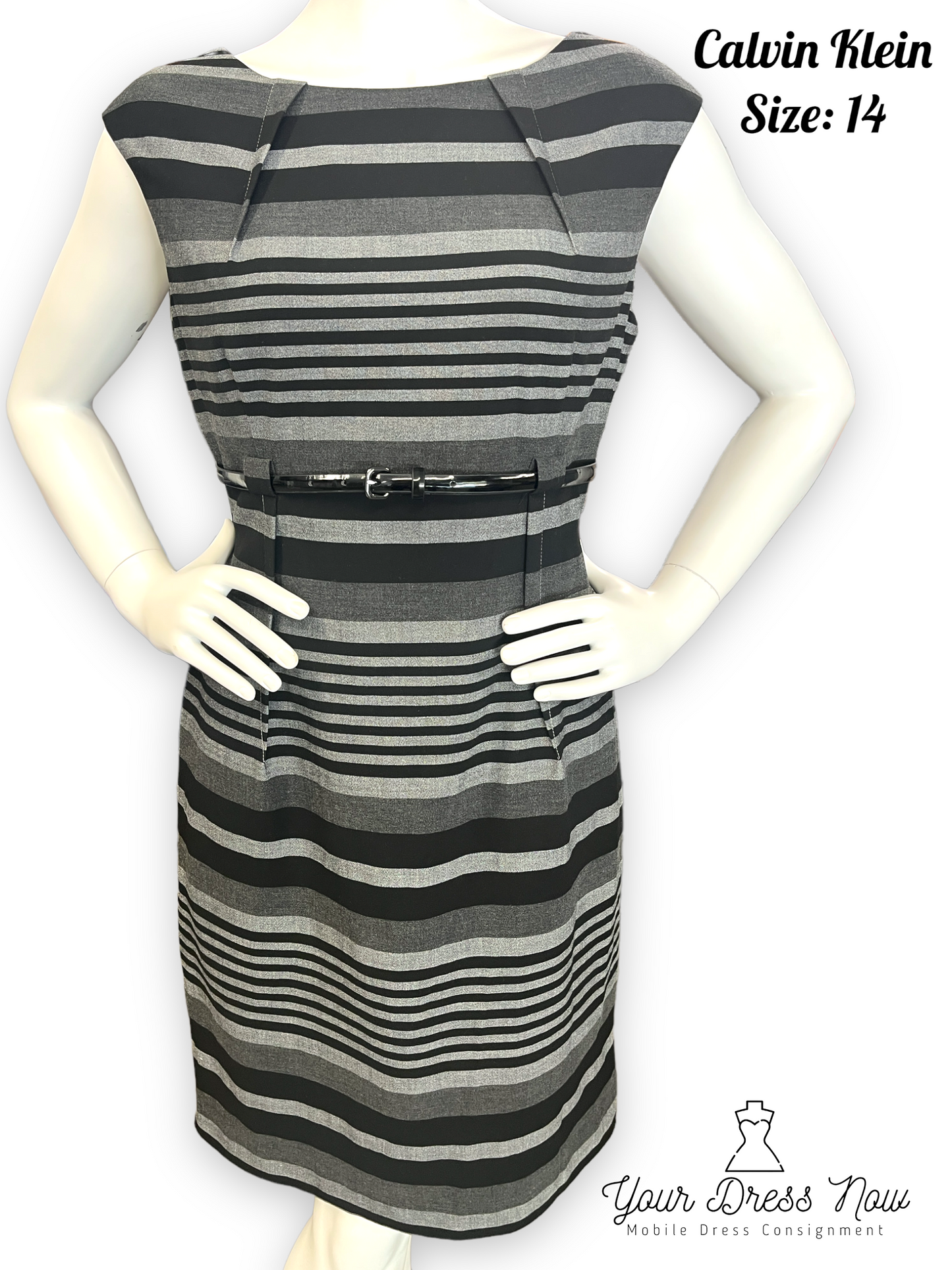 Calvin Klein Black and Gray Professional Dress Size 14