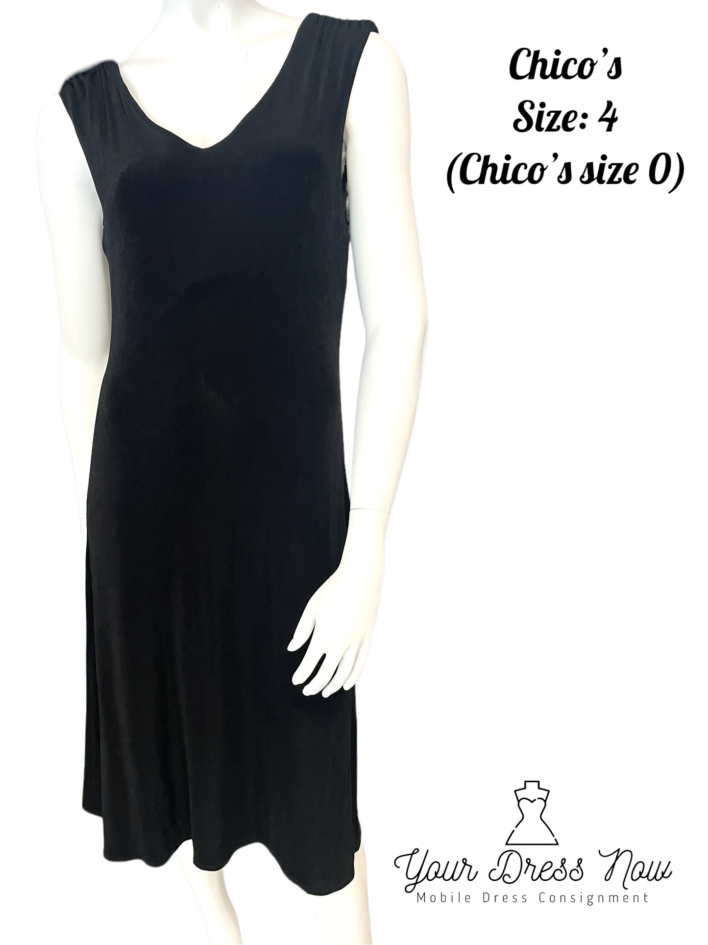 Chico's, Black, Versatile, Travel Dress, Size 4 (Chico's Size 0)