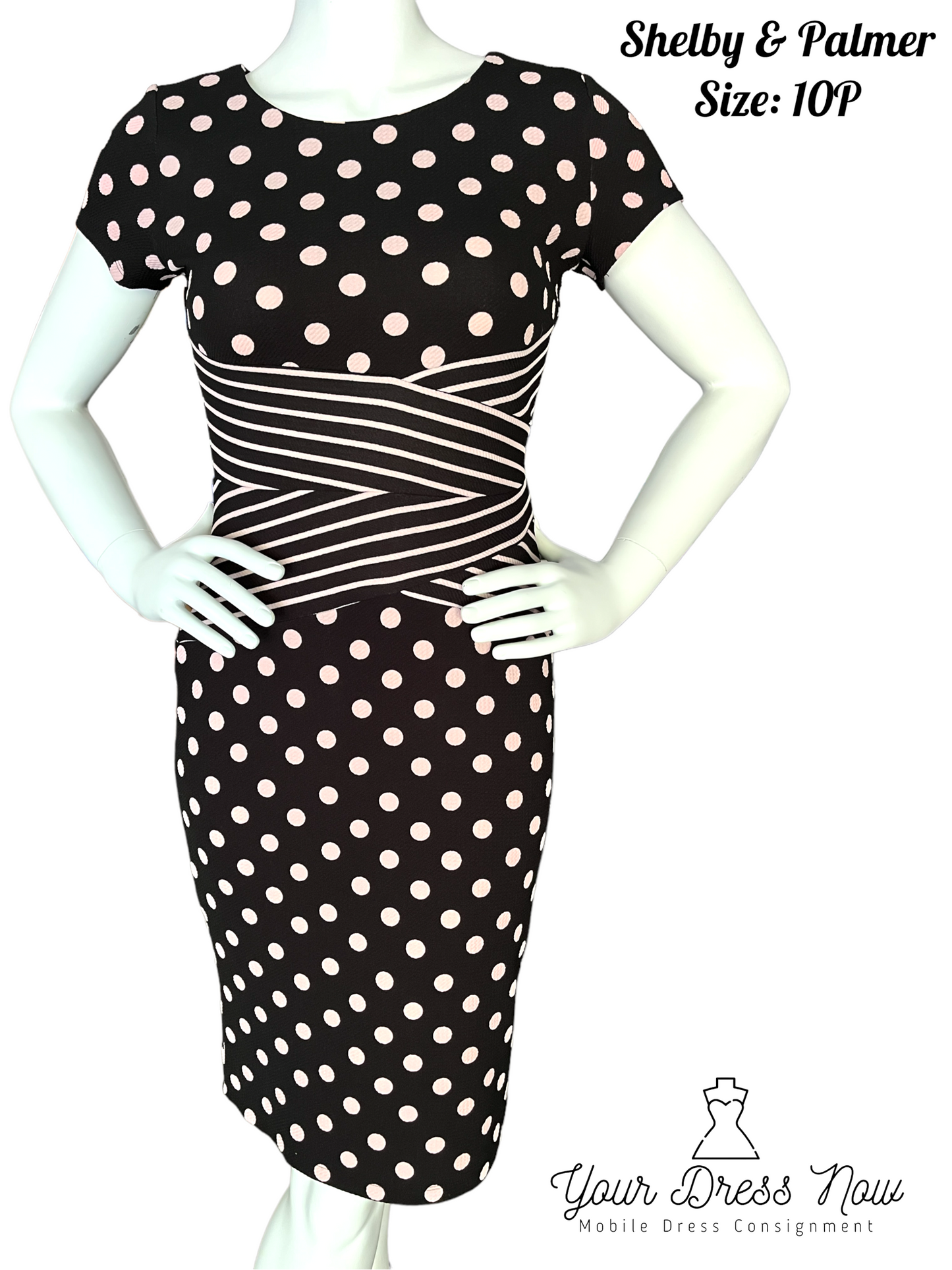 Pink and Black Polka Dot Dress, Shelby & Palmer, Size 10P