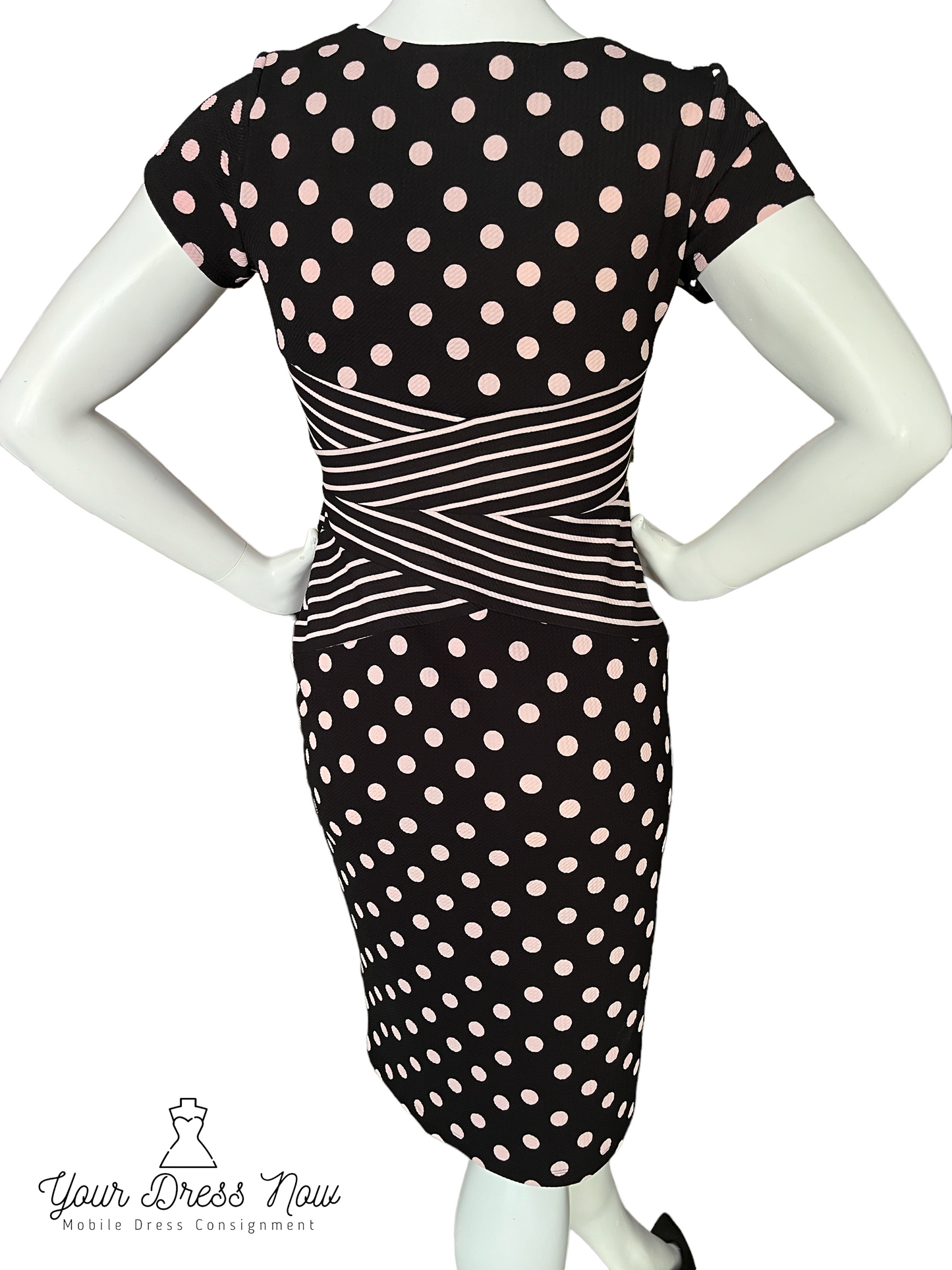 Pink and Black Polka Dot Dress, Shelby & Palmer, Size 10P