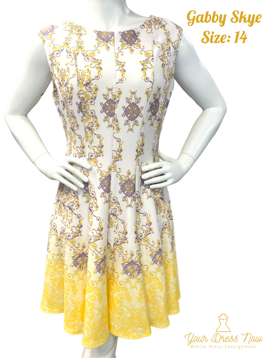 Yellow and Purple, Gabby Skye Dress, Size 14